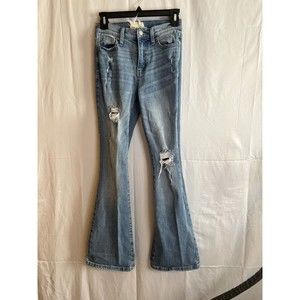 Altar'd State Light Blue Distressed Flare Jeans